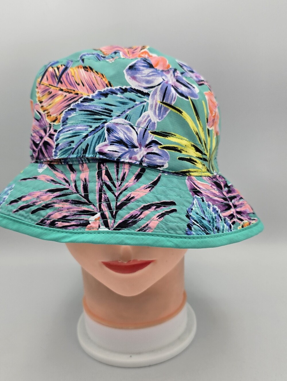 Women's Reversible Bucket Hat Green Tropical Floral OSFM